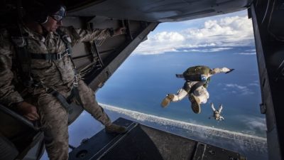 Defence - soldiers jumping out of a perfectly good plane