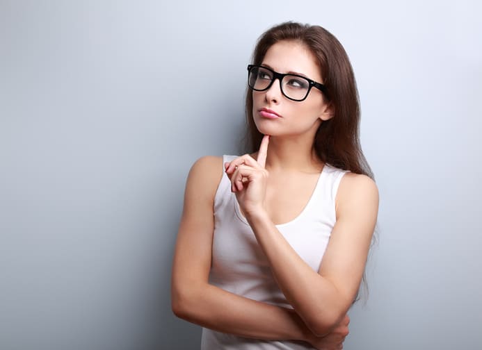 Serious thinking young woman