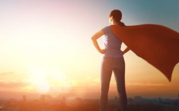 Woman in superhero costume