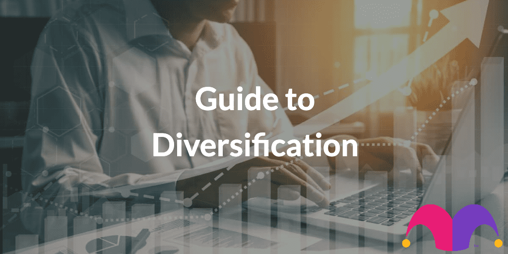 Older man working on laptop with the text “Guide to Diversification” and The Motley Fool jester cap logo