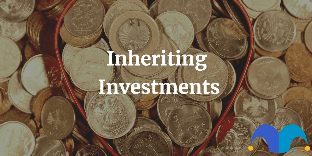 Pile of gold coins with the text “inheriting investments” and The Motley Fool jester cap logo