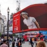 Emma Raducanu for Vodafone billboard animation at Piccadilly Circus, London