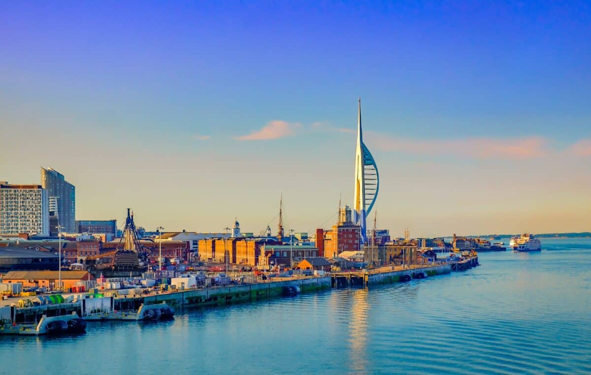 Portsmouth, England, June 2018, Portsmouth port in the late evening