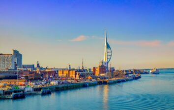 Portsmouth, England, June 2018, Portsmouth port in the late evening