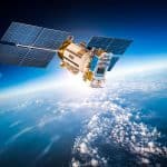 Space satellite orbiting the earth.